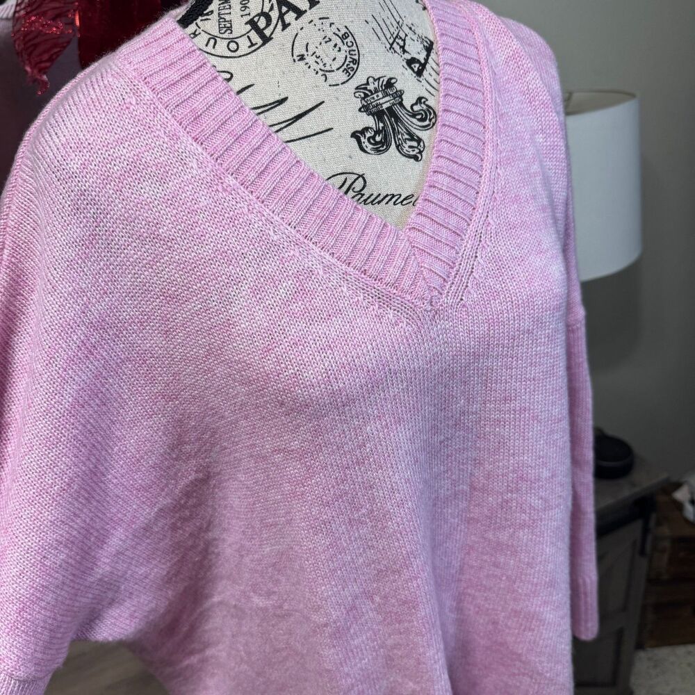 MERSEA Montauk V Neck Sweater Pink One Size Wide Sleeve Casual Wool Blend - Picture 3 of 9